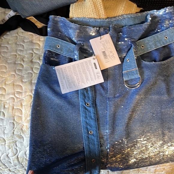 IRO Blue and blush blue Sequin skirt size 38 style name WM31NATOU - Picture 13 of 15